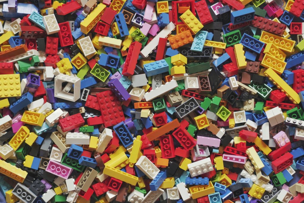 A pile of multi-colored legos.